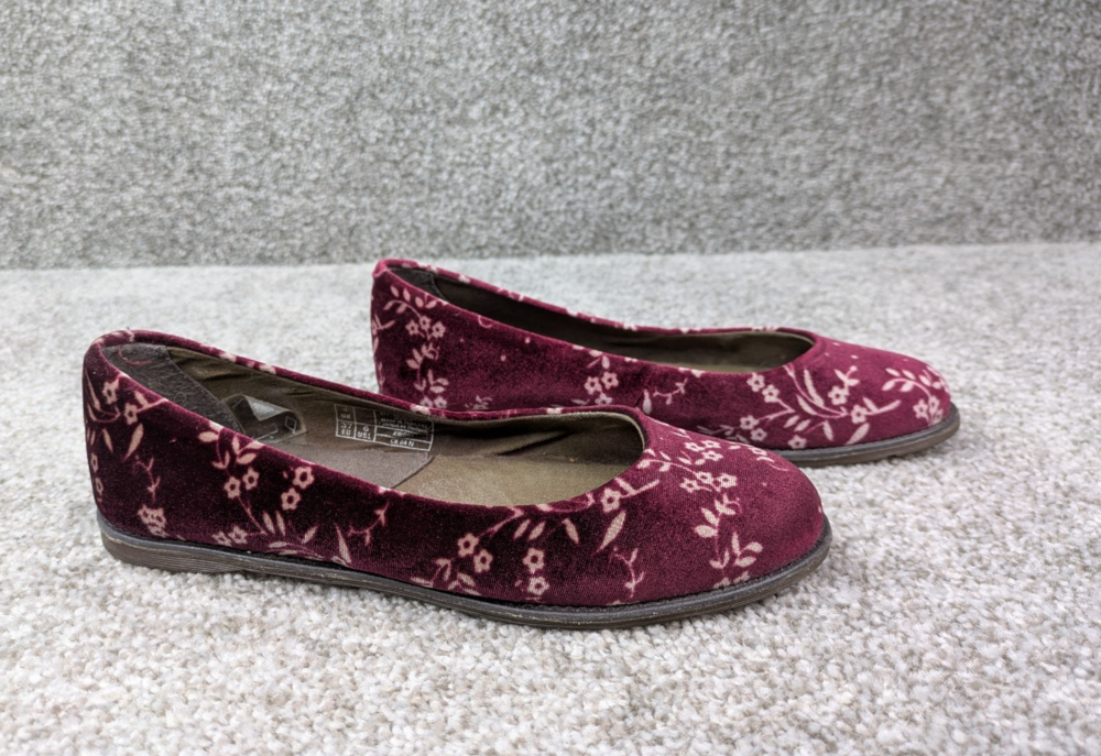 Dr Martens Shoes Womens 6 Purple Velvet Floral Ballet Flats Velveteen Marie